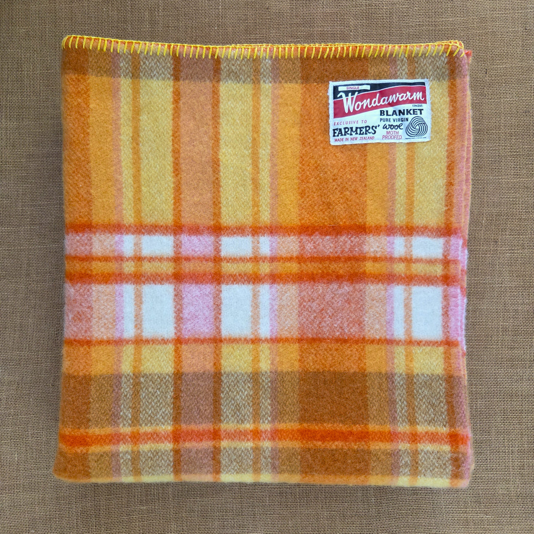 Immaculate Orange KING SINGLE New Zealand Wool Blanket by FARMERS
