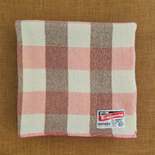 Load image into Gallery viewer, Pink, Taupe &amp; Cream Check SINGLE New Zealand Wool Blanket
