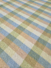 Load image into Gallery viewer, Mini-check with Turquoise SINGLE New Zealand Wool Blanket.

