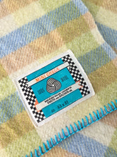 Load image into Gallery viewer, Mini-check with Turquoise SINGLE New Zealand Wool Blanket.
