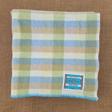 Load image into Gallery viewer, Mini-check with Turquoise SINGLE New Zealand Wool Blanket.
