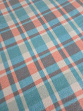 Load image into Gallery viewer, Beachy Turquoise and Coral SINGLE Pure Wool Retro Blanket
