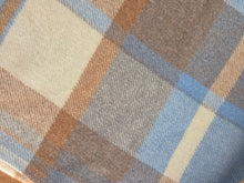 Load image into Gallery viewer, Exceptional Sky Blue and Neutral Brown KING SINGLE Onehunga NZ Wool Blanket
