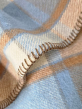 Load image into Gallery viewer, Exceptional Sky Blue and Neutral Brown KING SINGLE Onehunga NZ Wool Blanket
