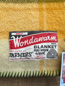 Classic Retro Gold & Olive SINGLE Pure New Zealand Wool Blanket