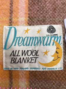 DREAMWARM with this Retro SINGLE NZ Wool Blanket in lovely spring colours.