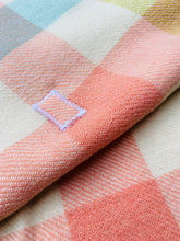 Load image into Gallery viewer, Soft Pastel Check SINGLE Lightweight New Zealand Wool Blanket.
