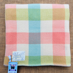 Soft Pastel Check SINGLE Lightweight New Zealand Wool Blanket.