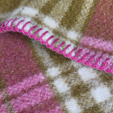 Load image into Gallery viewer, Thick Magenta &amp; Olive SINGLE New Zealand Wool Blanket
