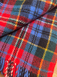 Thick Durable Blue & Red Tartan TRAVEL RUG New Zealand Wool Blanket