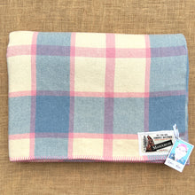 Load image into Gallery viewer, Pink and Blue Check QUEEN Napier Woollen Mills Vintage NZ Wool Blanket.
