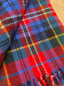 Blue & Red Tartan MONTY TRAVEL RUG New Zealand Wool Blanket