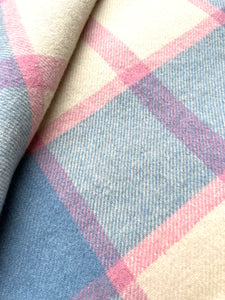 Pink and Blue Check QUEEN Napier Woollen Mills Vintage NZ Wool Blanket.