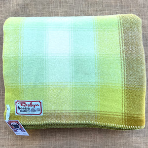 Super Bright Retro Greens & Olive DOUBLE New Zealand Wool Blanket