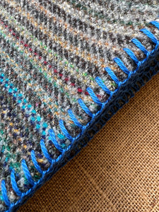 Blue Grey Multicolour Yarn Blanket SINGLE Campfire New Zealand Wool Blanket
