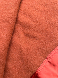 Rich Brick QUEEN Pure Wool Blanket with Satin Trim.