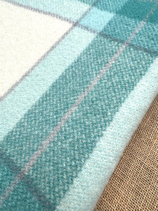 Fabulous Mint with handstitched hearts SINGLE New Zealand Wool Blanket