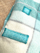 Load image into Gallery viewer, Fabulous Mint with handstitched hearts SINGLE New Zealand Wool Blanket
