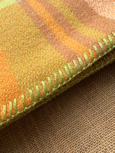 Load image into Gallery viewer, Melon and Orange Plaid SINGLE Retro New Zealand Wool Blanket (with label)
