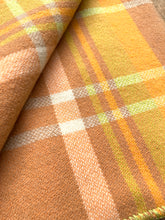 Load image into Gallery viewer, Melon and Orange Plaid SINGLE Retro New Zealand Wool Blanket (with label)
