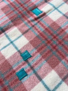 Rouge Pink and Blue SINGLE Retro New Zealand Wool Blanket