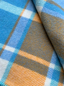 SO Soft in beautiful blues SINGLE Retro New Zealand Wool Blanket