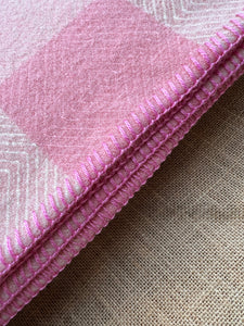 Pretty Twill Pink Check DOUBLE New Zealand Wool Blanket