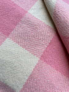 Pretty Twill Pink Check DOUBLE New Zealand Wool Blanket