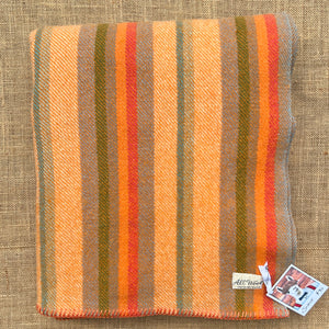 Bright orange stripe retro SINGLE New Zealand wool blanket