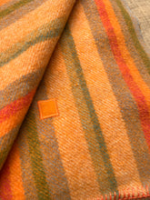 Load image into Gallery viewer, Bright orange stripe retro SINGLE New Zealand wool blanket
