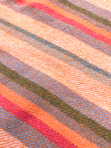 Bright orange stripe retro SINGLE New Zealand wool blanket