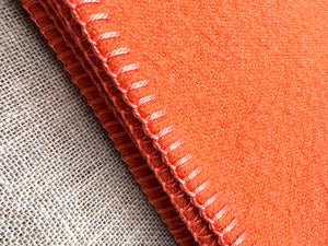 Vibrant orange solid colour SINGLE New Zealand wool blanket