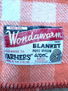 Orange Check DOUBLE New Zealand wool blanket *BARGAIN SPECIAL*