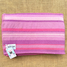 Load image into Gallery viewer, Pretty purple striped DOUBLE New Zealand wool blanket
