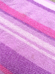 Pretty purple striped DOUBLE New Zealand wool blanket