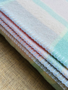 Soft Pastel Onehunga Princess DOUBLE/QUEEN Pure New Zealand Wool Blanket.