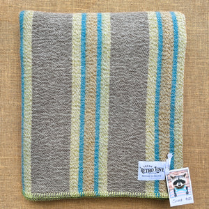 Olive & Brown Stripe SINGLE New Zealand Wool Blanket