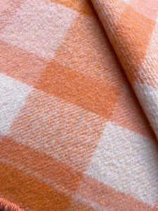Orange and Cream Check KNEE RUG/COT New Zealand Wool Blanket
