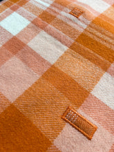 Load image into Gallery viewer, Orange and Cream Check KNEE RUG/COT New Zealand Wool Blanket
