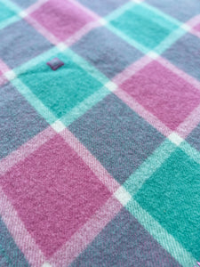 Mint, Pink & Mauve SMALL SINGLE/THROW NZ Wool Blanket