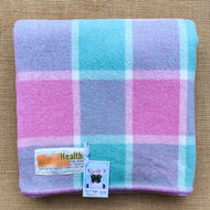 Mint, Pink & Mauve SMALL SINGLE/THROW NZ Wool Blanket