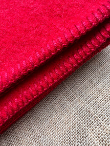 Fire Engine Red SINGLE Pure Wool Blanket