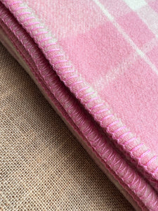 Soft Pink Plaid KING SINGLE New Zealand Wool Blanket