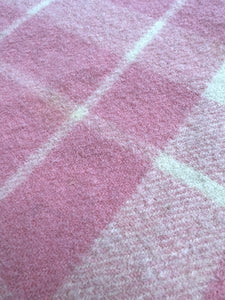 Soft Pink Plaid KING SINGLE New Zealand Wool Blanket
