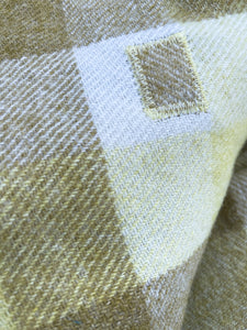 Olive, Lemon & Cream  DOUBLE New Zealand Wool Blanket