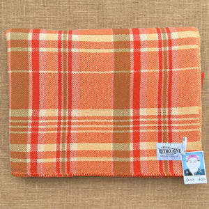 Lightweight Retro Orange DOUBLE Pure New Zealand Wool Blanket.
