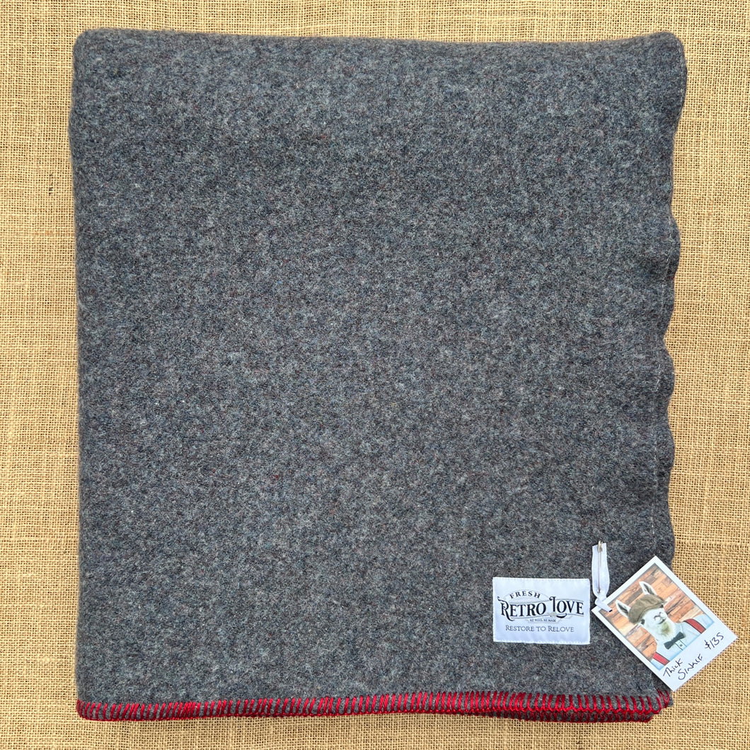 Thick and Heavy Grey Army SINGLE New Zealand Wool Blanket