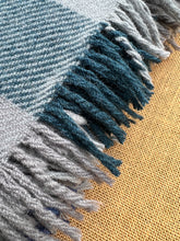 Load image into Gallery viewer, Soft ONEHUNGA Blue Check TASSELED THROW - 100% Wool
