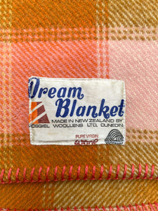 Salmon and Olive Favourite! SINGLE New Zealand MOSGIEL Wool Blanket