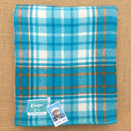 Turquoise & Orange Favourite! SINGLE New Zealand KAIAPOI Wool Blanket